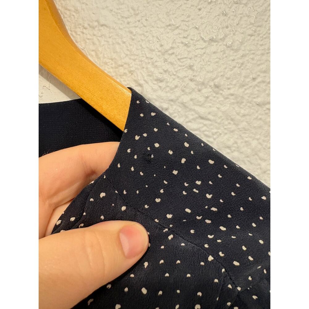 Club Monaco Navy Silk Polka Dot Junelle Drop Waist Dress Work Career Classic - Picture 5 of 8